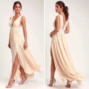 Lulus Heavenly Hues Cream Maxi Dress